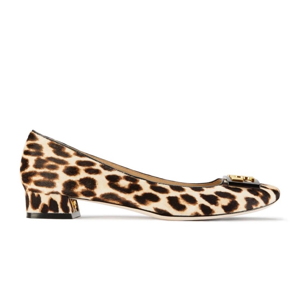 Tory Burch Gigi Calf Leopard Hair Block Heel Pumps - Picture 14 of 14